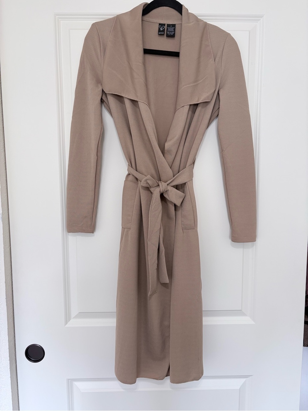 Windsor Taupe Wrap-Front Long Sleeve Coatigan